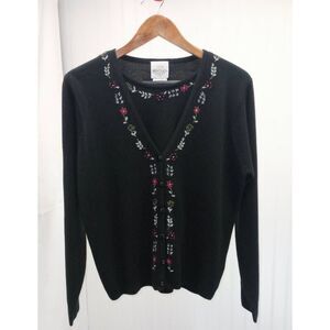 Bentley black floral embroidery, two layer sweater. Size medium